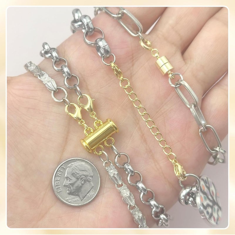 MKCYD Magnetic Jewelry Clasps for Necklace Extender and Layering, Multiple Styles Magnetic Clasps for Necklace Bracelet Anklet - Image 3